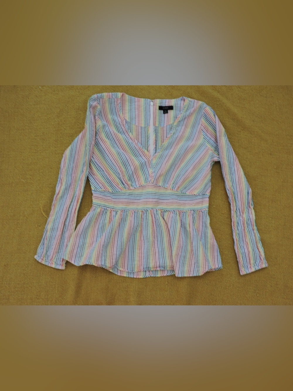 J.Crew Women’s Pastel Striped V-Neck Peplum Top